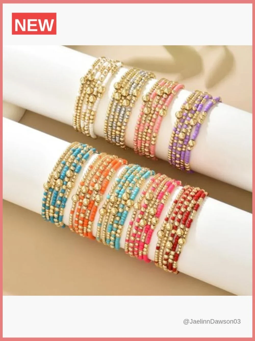 Multilayer Resin Beaded Stackable Stretch Bracelets Set Friendship Boho Jewelry